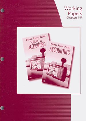 Working Papers, Chapters 1-17 for Warren/Reeve/Duchac S Accounting, 23rd and Financial Accounting, 11th image number 0