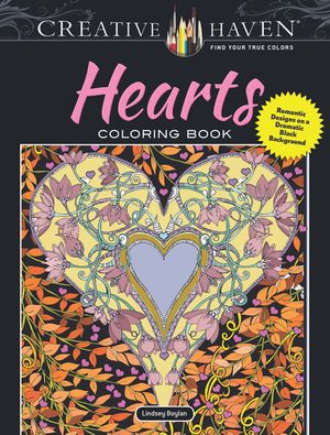 Creative Haven Hearts Coloring Book: Romantic Designs on a Dramatic Black Background image number 0