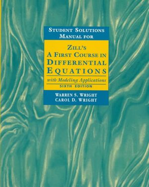 Student Solutions Manual for Zill's First Course in Differential Equations with Modeling Applications image number 0
