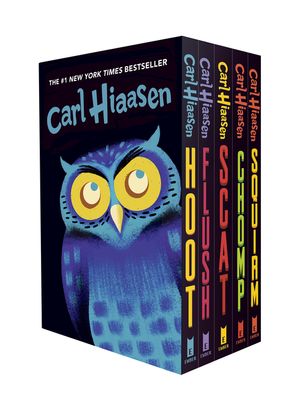 Hiaasen 5-Book Trade Paperback Box Set: Hoot; Flush; Scat; Chomp; Squirm image number 0