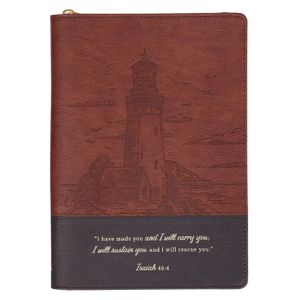 Journal Classic Zip Two-Tone Brown I Will Carry You Isa. 46:4 image number 0