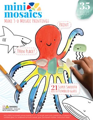 Mini Mosaics Underwater Giants: Paint and Decorate Canvas Boards with Tumbled Glass - DIY Mixed-Media Craft Gift for Ages 6 and Up image number 0