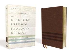 NVI Biblia de Estudio, Teolog&iacute;a B&iacute;blica, Leathersoft, Caf&eacute;, Interior a Cuatro Colores: Sigue El Plan Redentor de Dios Como Se Desenlaza En Las Escritu image number 0