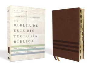 NVI Biblia de Estudio, Teolog&iacute;a B&iacute;blica, Leathersoft, Caf&eacute; Con &Iacute;ndice, Interior a Cuatro Colores: Sigue El Plan Redentor de Dios Como Se Desenlaza En image number 0