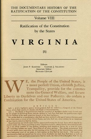 The Documentary History of the Ratification of the Constitution, Volume 8, 8: Ratification of the Constitution by the States: Virginia, No. 1 image number 0