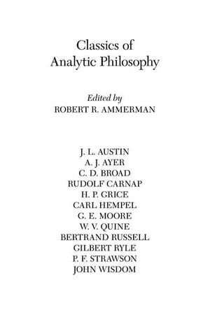 Classics of Analytic Philosophy image number 0