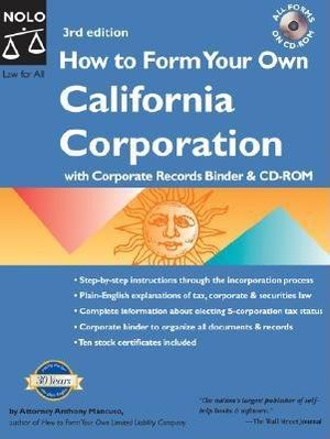 How to Form Your Own California Corporation (Binder W/CD) image number 0