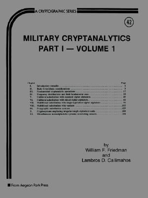 Military Cryptanalytics, Vol. 1 image number 0