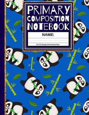 Primary Composition Notebook: Cute Panda with Bamboo Sticks Kindergarten Composition Notebook image number 0