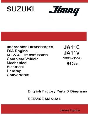 Suzuki Jimny JA11C JA11V 660cc English Factory Parts Manual 1991-1996 image number 0