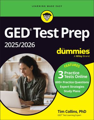 GED Test Prep 2025 / 2026 for Dummies (+3 Practice Tests Online), Used ...