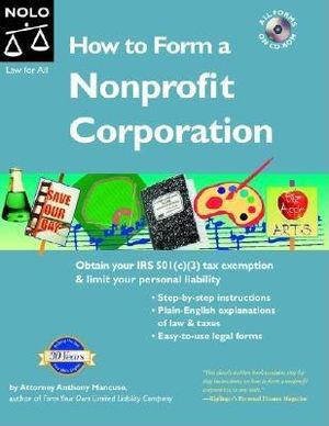 How to Form a Nonprofit Corporation "With CD" [With CDROM] image number 0
