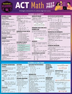 ACT Math Test Prep: A Quickstudy Laminated Reference Guide image number 0