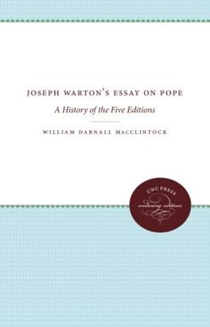 Joseph Warton's Essay on Pope: A History of the Five Editions image number 0