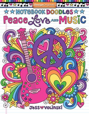 Notebook Doodles Peace, Love, and Music: Coloring & Activity Book image number 0