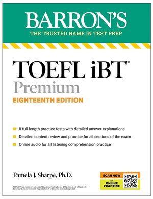 TOEFL IBT Premium with 8 Online Practice Tests + Online Audio, Eighteenth Edition image number 0
