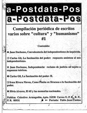 Postdata: Vol. 1 N&uacute;m. 1 Escritos varios sobre cultura y humanismo image number 0