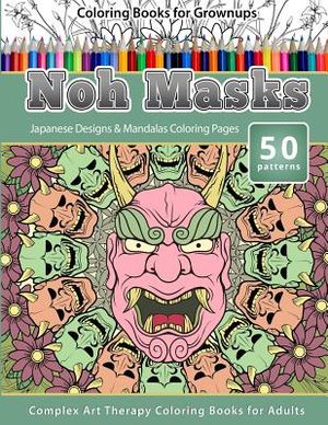 Coloring Books for Grownups Noh Masks: Japanese Designs & Mandalas Coloring Pages - Complex Art Therapy Coloring Pages for Adults image number 0