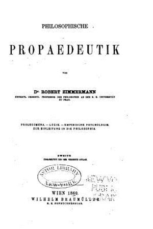 Philosophische propaedeutik image number 0