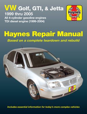 VW Golf, Gti, & Jetta, 1999 Thru 2005 Haynes Repair Manual image number 0