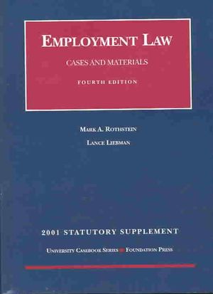 2001 Statutory Supplement to Employment Law image number 0