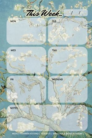 Weekly Planner Notepad: Van Gogh Almond Blossom, Daily Planning Pad for Organizing, Tasks, Goals, Schedule image number 0