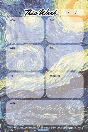 Weekly Planner Notepad: Van Gogh Starry Night, Daily Planning Pad for Organizing, Tasks, Goals, Schedule image number 0