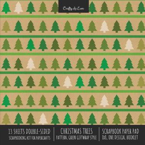 Christmas Trees Pattern Scrapbook Paper Pad 8x8 Decorative Scrapbooking Kit for Cardmaking Gifts, DIY Crafts, Printmaking, Papercrafts, Green Giftwrap image number 0