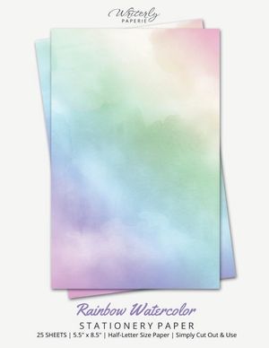 Rainbow Watercolor Stationery Paper: Half Letter Size Paper, Art Themed, Letter Writing Paper, 25-sheets image number 0