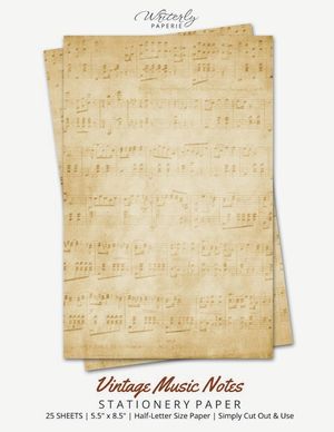 Vintage Music Notes Stationery Paper: Half Letter Size Paper, Music Themed, Letter Writing Paper, 25-sheets image number 0