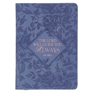 Christian Art Gifts Blue Vegan Leather Zipped Journal, Inspirational Women's Notebook the Lord Will Guide Scripture, Flexible Cover, 336 Ruled Pages, image number 0