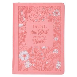 Christian Art Gifts Pink Vegan Leather Zipped Journal, Inspirational Women's Notebook Trust in the Lord Scripture, Flexible Cover, 336 Ruled Pages, Ri image number 0