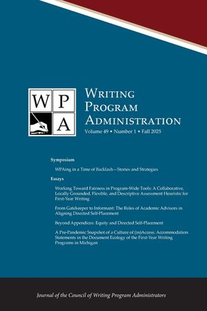 Wpa: Writing Program Administration 49.1 (Fall 2025) image number 0