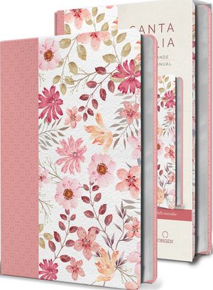Biblia Reina Valera 1960 Letra Grande. Piel Rosada Con Flores, Tama&ntilde;o Manual image number 0