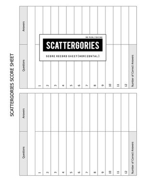 BG Publishing Scattergories Score Sheet: Scattergories Game Record Keeper for Keep Track Of Who's Ahead In Your Favorite Creative Thinking Category Ba image number 0