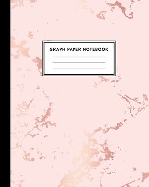 Graph Paper Notebook: Beautiful Pink Marble and Rose Gold - 8 x 10 inches - 5 x 5 Squares per inch, Quad Ruled - Cute Graph Paper Compositio image number 0