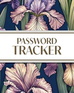 XL Large Print Password Tracker (Purple Irises on Navy): 8"x10" 450+ Alphabetical Password Logbook for Easy Organization; Perfect for Seniors with its image number 0