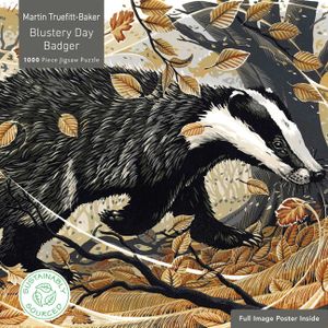 Adult Sustainable Jigsaw Puzzle Martin Truefitt-Baker: Blustery Day Badger: 1000-Pieces. Ethical, Sustainable, Earth-Friendly image number 0