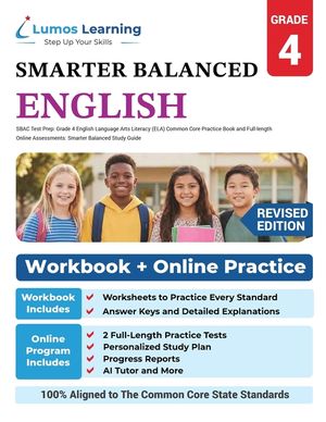 SBAC Test Prep: Grade 4 English Language Arts Literacy (ELA) Common Core Practice Book and Full-length Online Assessments: Smarter Bal image number 0