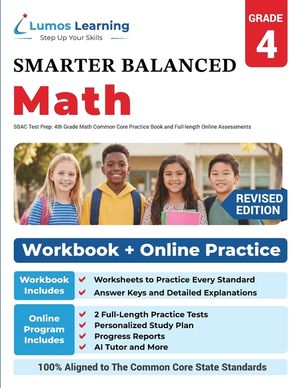SBAC Test Prep: 4th Grade Math Common Core Practice Book and Full-length Online Assessments: Smarter Balanced Study Guide With Perform image number 0