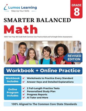 SBAC Test Prep: 8th Grade Math Common Core Practice Book and Full-length Online Assessments: Smarter Balanced Study Guide With Perform image number 0