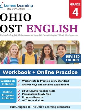 Ohio State Test Prep: Grade 4 English Language Arts Literacy (ELA) Practice Workbook and Full-length Online Assessments: OST Study Guide image number 0