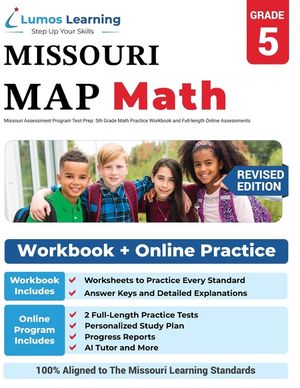 Missouri Assessment Program Test Prep: 5th Grade Math Practice Workbook and Full-length Online Assessments: MAP Study Guide image number 0