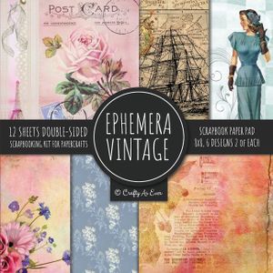 Ephemera Vintage Scrapbook Paper Pad 8x8 Scrapbooking Kit for Papercrafts, Cardmaking, DIY Crafts, Old Retro Theme, Decoupage Designs image number 0