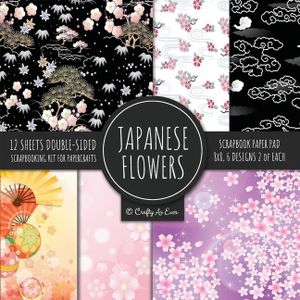 Japanese Flowers Scrapbook Paper Pad 8x8 Scrapbooking Kit for Papercrafts, Cardmaking, Printmaking, DIY Crafts, Floral Themed, Designs, Borders, Backg image number 0