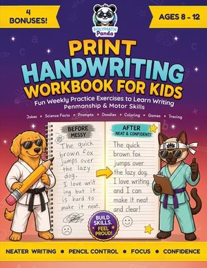 Print Handwriting Workbook for Kids 8-12: Fun Weekly Practice Exercises to Learn Writing, Penmanship & Motor Skills with Jokes, Science Facts & Prompt image number 0
