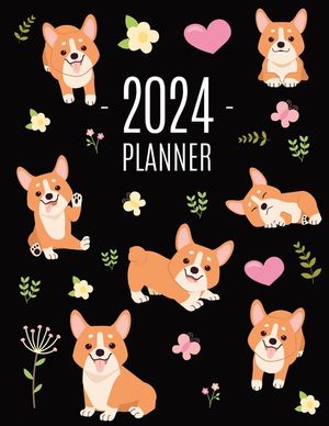 Corgi Planner 2024: Daily Organizer: January-December (12 Months) Beautiful Agenda with Adorable Dogs image number 0
