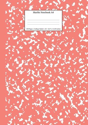 Marble Notebook A4: Coral Pink Marble College Ruled Journal image number 0
