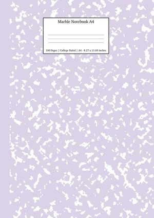 Marble Notebook A4: Lilac Purple College Ruled Journal image number 0
