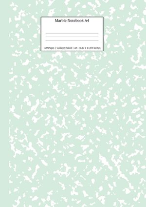 Marble Notebook A4: Mint Green College Ruled Journal image number 0